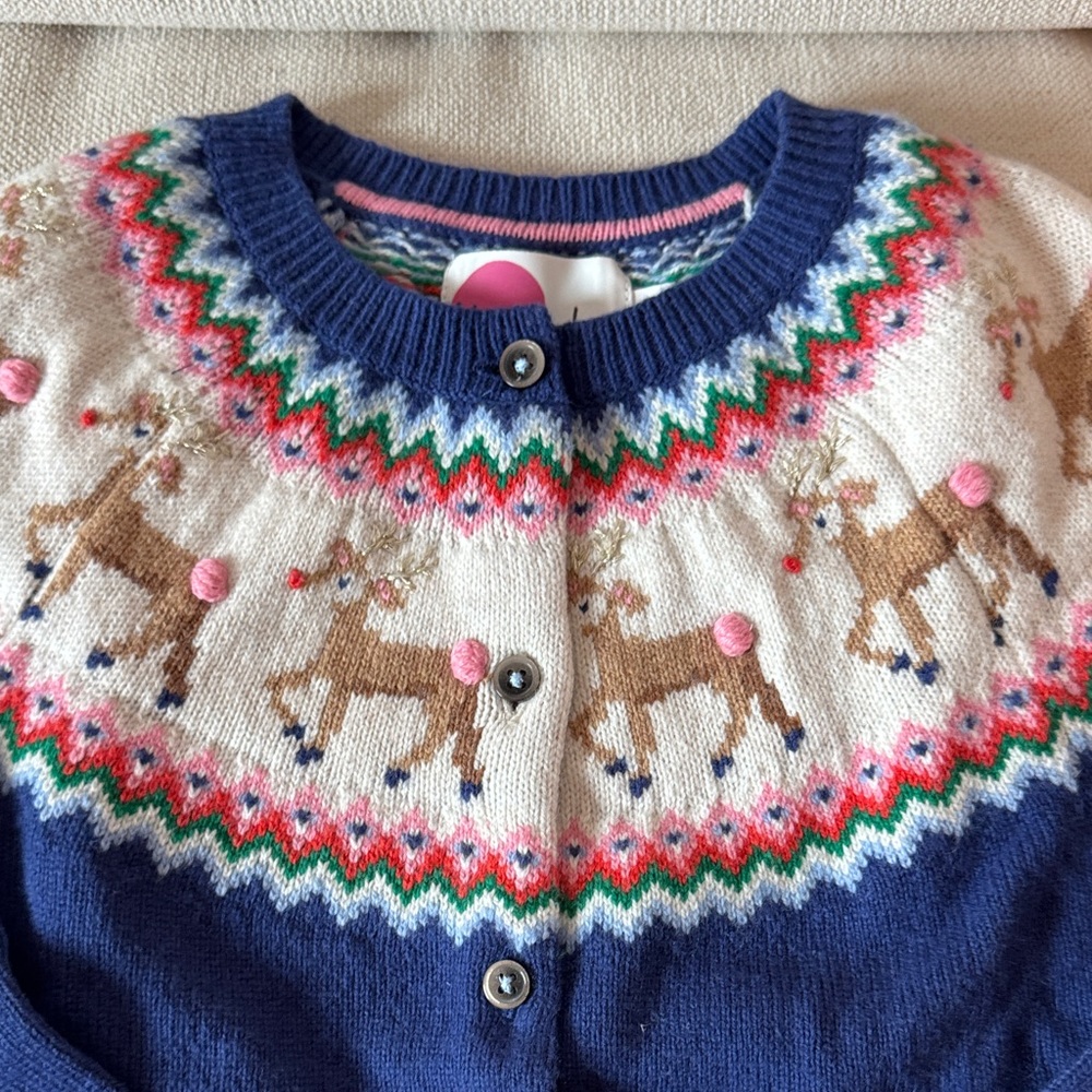 Mini Boden Reindeer Fair Isle Cardigan - Picture 3 of 4